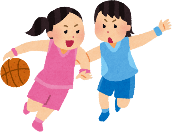 Illustration of Girls Playing Basketball