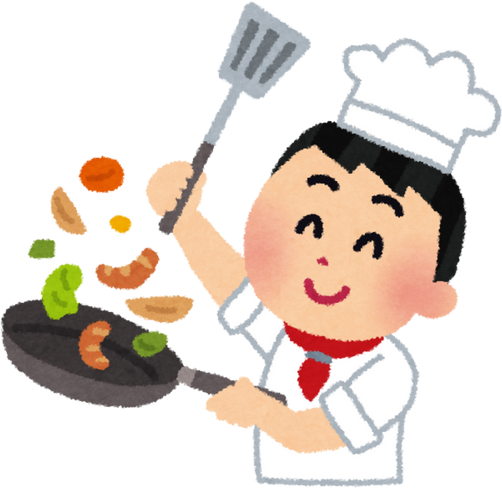 Illustration of a Happy Chef Cooking with a Frying Pan